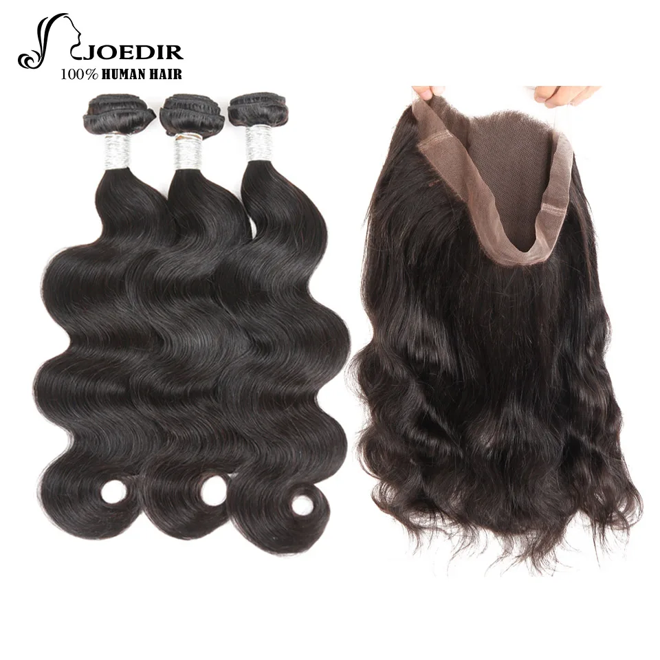 Joedir Pre-colored Indian Hair Body Wave 1 Pack 3 Bundles 360 Lace Frontal With Bundles Human Hair Weave Remy Hair Free Shipping body-wave-with-frontal