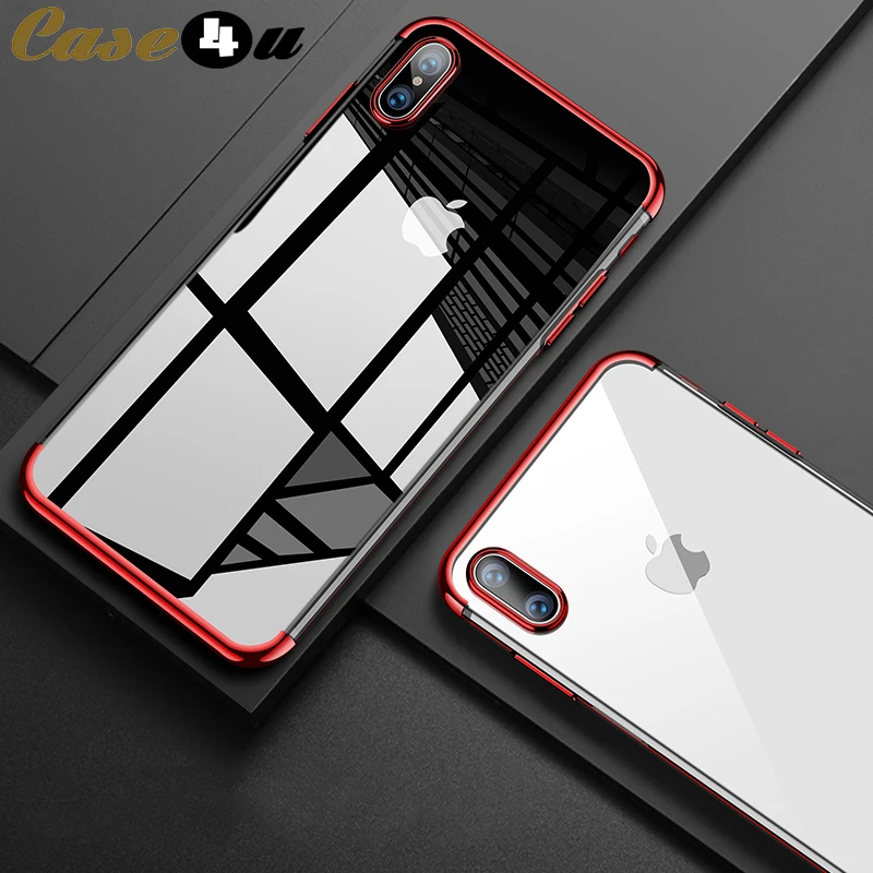 

Luxury Soft TPU Silicone Rubber Case For iPhone 10 X XS MAX XR 8 8Plus 7 7Plus 6 6s Plus Transparent Plating Shining Cover coque