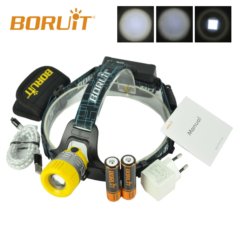 Boruit обновленный B11 XM L T6 светодиодный налобный фонарь перезаряжаемый
