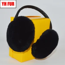 Женские зимние уличные меховые наушники с кроликом Рекс Настоящий мех кролика наушник милая девочка русская натуральная кролика рекс меховая Ушная шапка