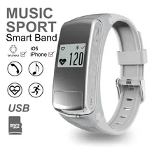 Гарнитура Bluetooth F50 Спорт Heart Rate Мониторы для IOS Android смартфон ответ циферблат вызова браслет Поддержка TF карты микрофон