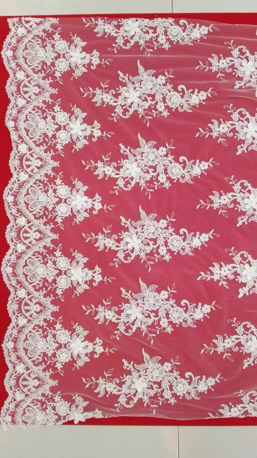 

New arrival african lace fabrics high quality ivory cord lace guipure lace fabric for party dress. 3D flower beaded lace fabric