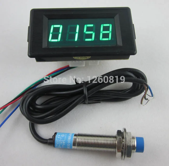 

DC12V 4 Digital Green LED Counter Meter Plus Minus Count up+Proximity Switch Sensor NPN