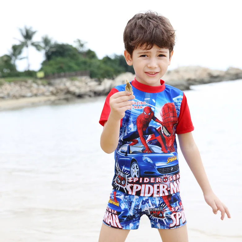 2016 new children's swimwear boys Spiderman split swimsuit Kids