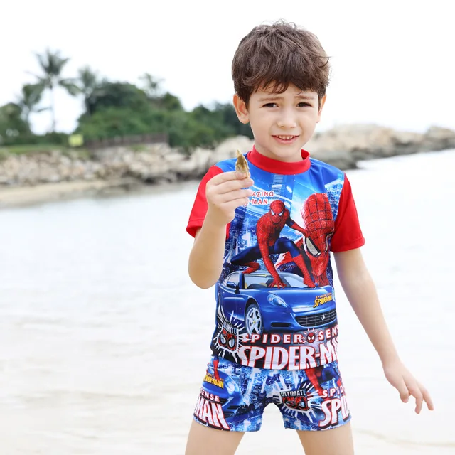 2016 new children's swimwear boys Spiderman split swimsuit Kids printing Bathing Swimwear boy