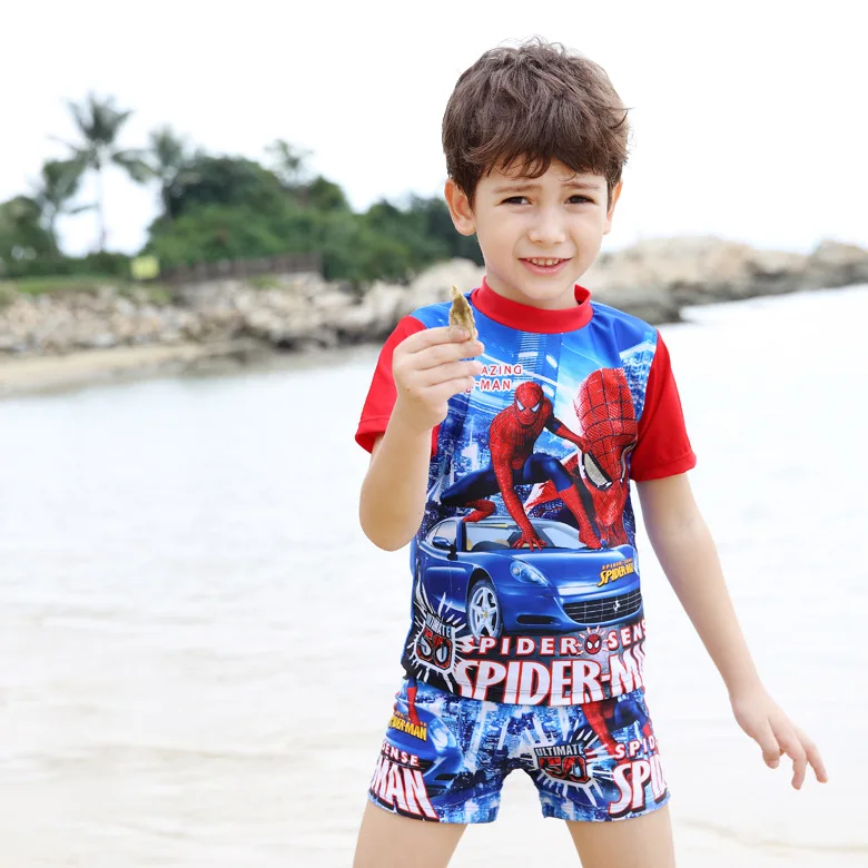 Image 2016 new children s swimwear boys Spiderman split swimsuit Kids printing Bathing Swimwear boy Swimming Sets