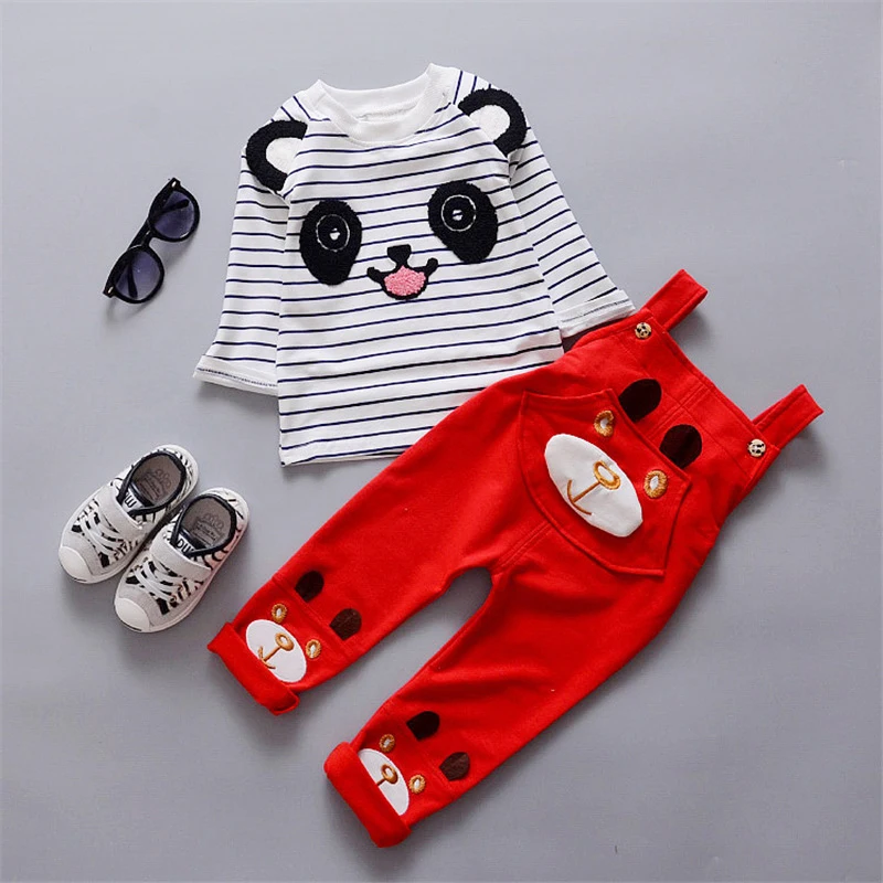 

Kids Clothes 2017 Autumn Baby Boys Girls Cartoon print Cotton Set Children Clothing 2 Pieces Sets Child Shirt+Pants Suit XL679