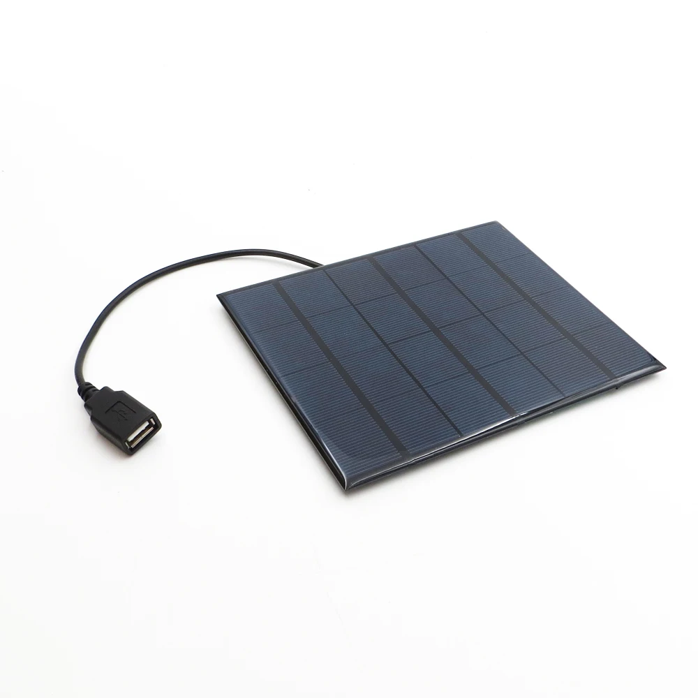 

Solar Panel Charger 6V 3.5W Polycrystalline Solar Cell DIY Solar Charge Battery cable 30cm 5V USB output Solar Panel 6VDC