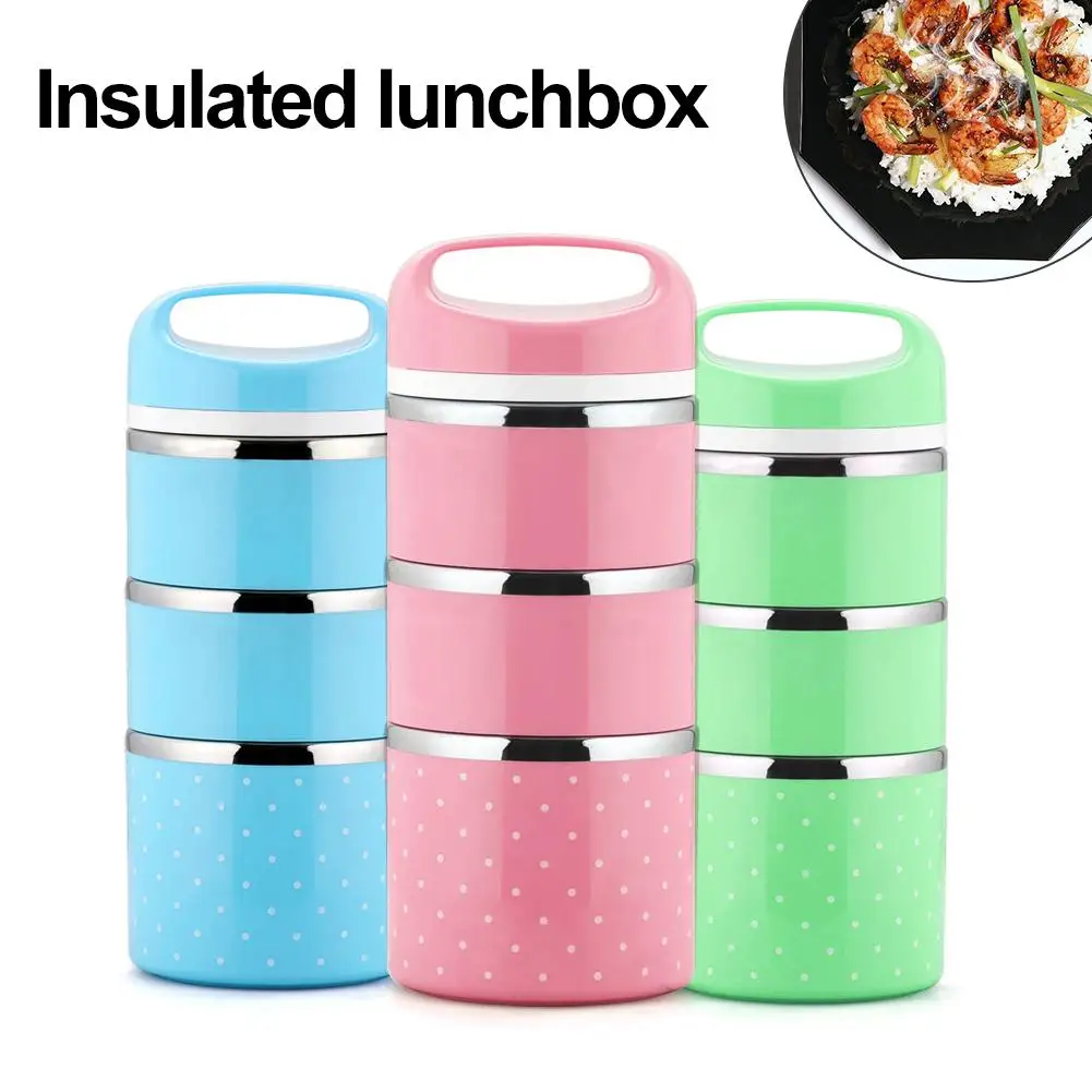 

Portable Stainless Steel Three Layer Thermal Lunch Bento Box Storage Container