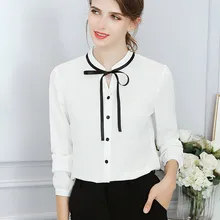 SAGACEC, однотонная женская рубашка с бантом, блузки для женщин с VNeck и длинным рукавом, элегантная женская одежда, Женская офисная блузка