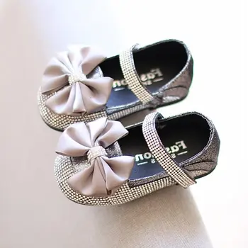 

Girls Princess Shoes Paillette Mary Janes Shoes For Baby Kids Butterfly-Knot Party Shoes Crystal Single Shoe For Children
