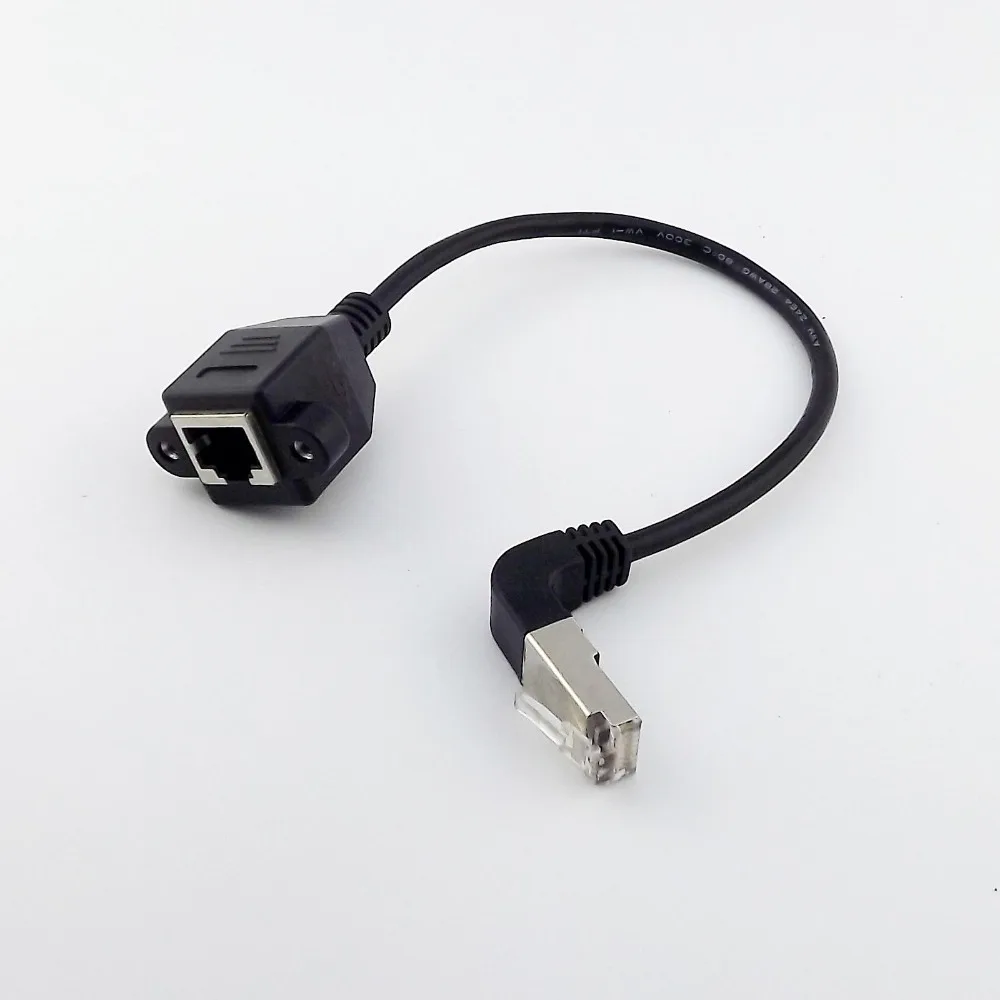 1 шт. RJ45 штекер с угловой до гнездовой панелью Ethernet LAN Сетевой Удлинительный