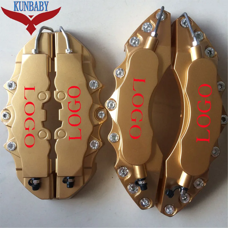 

KUNBABY ABS Plastic Car Auto 3D Word Style Disc Brake Caliper Covers Gold Color With 3D Red Letter Front And Rear Size M+L