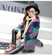 Girl coat 2017 new winter ripple patch bold wool park juvenile girl casual long hooded thick coat 5-14Y