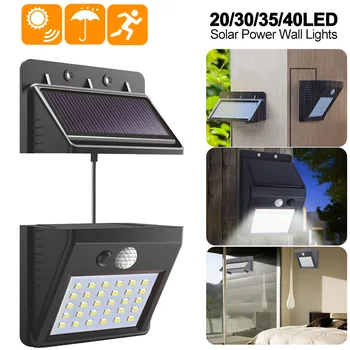

20/30/35/40 LED Solar Power Light Split Separate PIR Motion Sensor LED Garden Lamp Waterproof Outdoor Wall Light Lamp