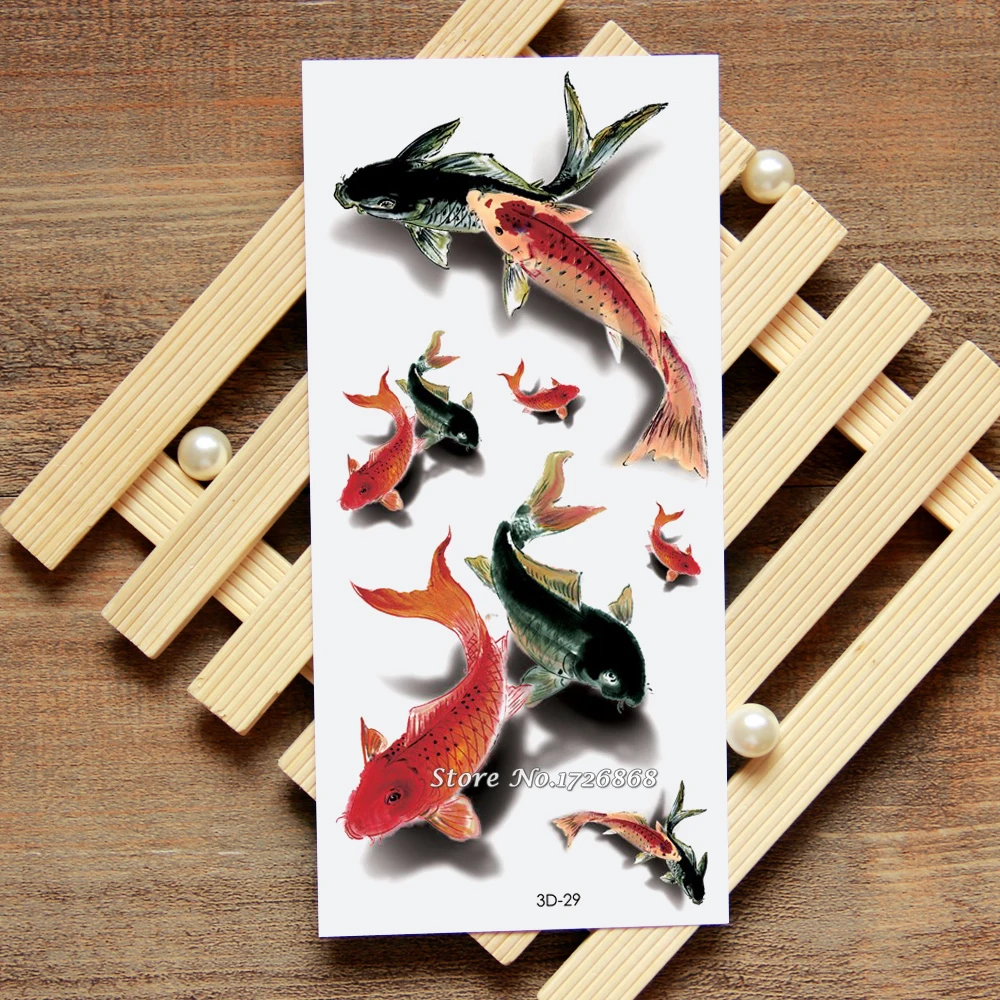 

3D Goldfish Fake Tattoo Decals Temporary Tattoo Body Art Flash Tattoo Stickers Waterproof For Women Men #029