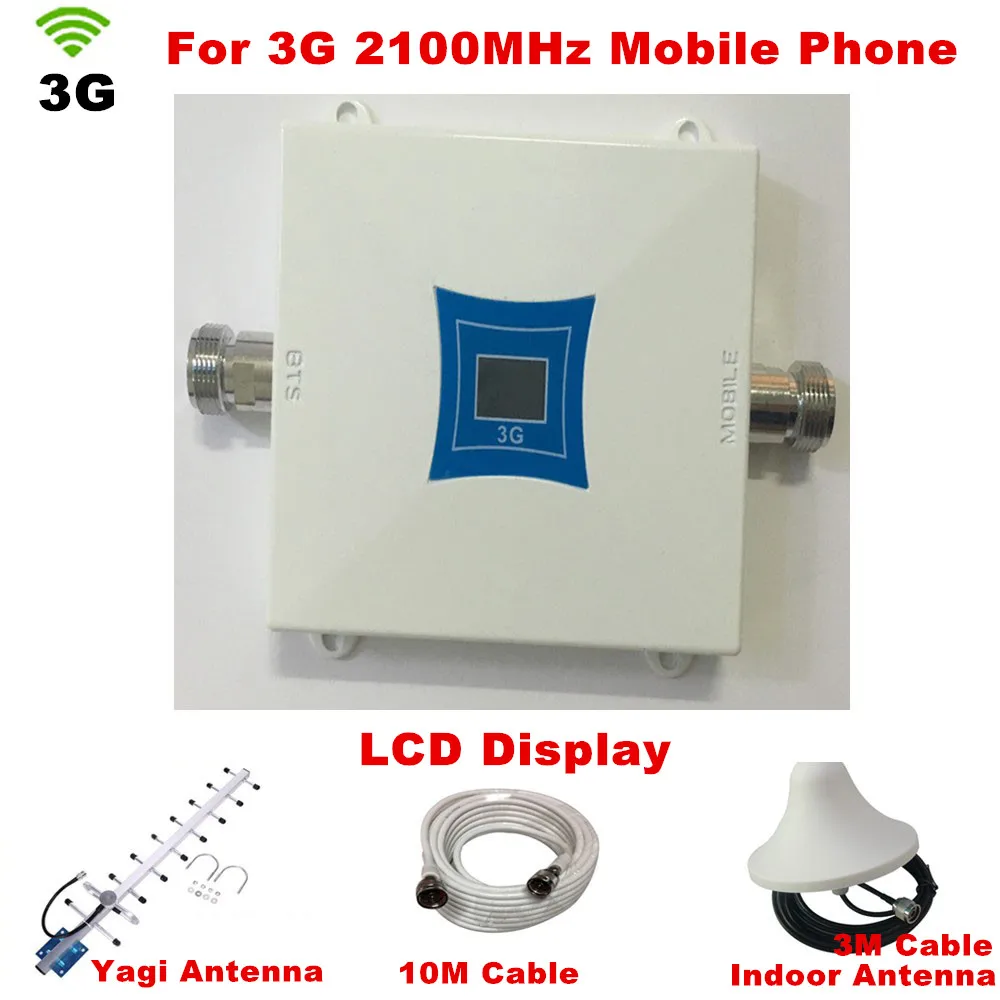 

HOT!Full set 3G UMTS 2100MHZ WCDMA LCD Repeater Cell Phone Mobile Signal Repeater / Amplifier / booster +Yagi Antenna +10m Cable