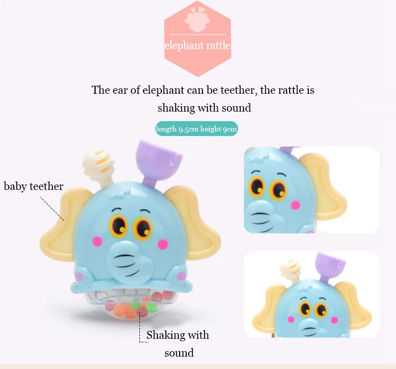 Bavoirsj 6pc-10pc/Set Cartoon Montessori Toys Teething Kids Educational Crib Mobiles Baby Toy for Girls Waldorf Rattle Toy T000
