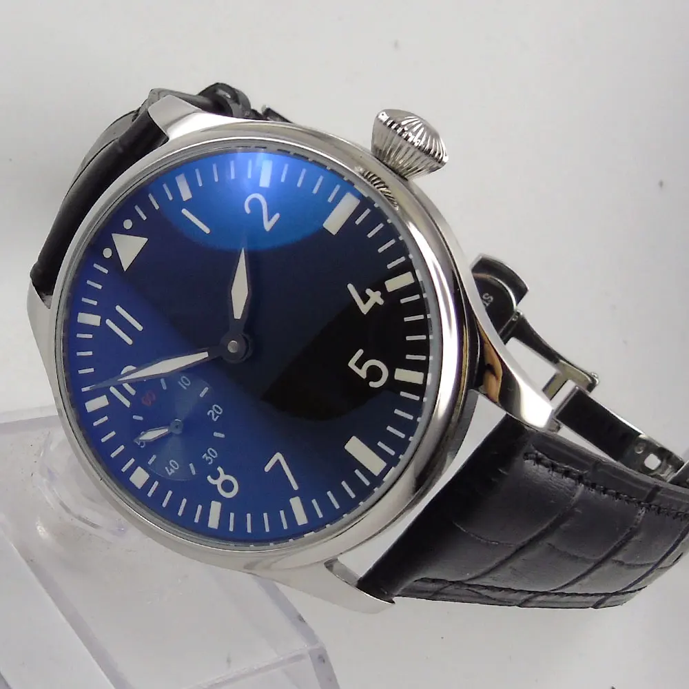 

new fashion 44mm PARNIS black dial Deployment Buckle 6497 Mechanical Hand Wind movement men's Wristwatches