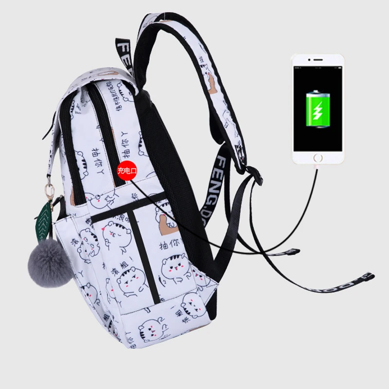 Mochila escolar a la moda bolsas escolares con carga USB para niñas Mochila escolar Mochila para niños Mochila escolar
