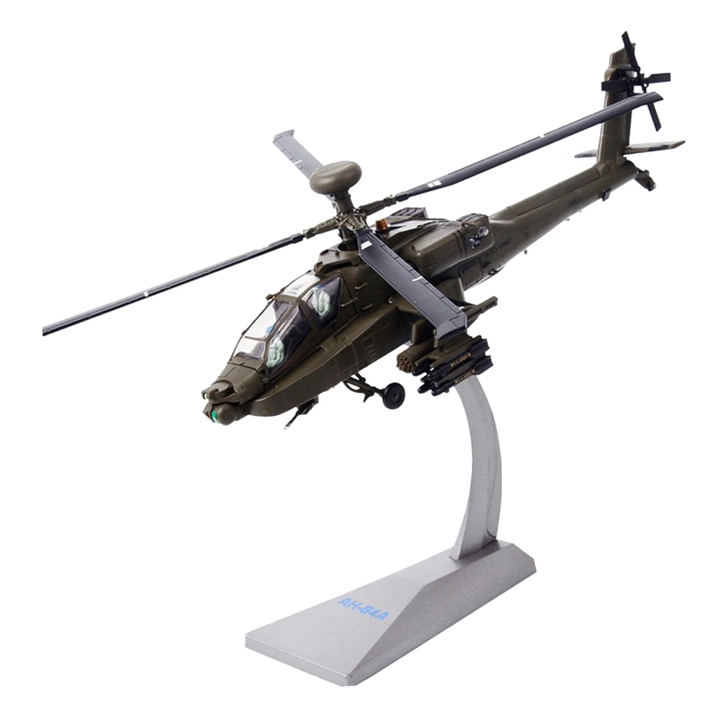 1:72 Scale AH-64 Apache Helicopter Airplanes Airforce Diecast Alloy Aircraft Arm Green