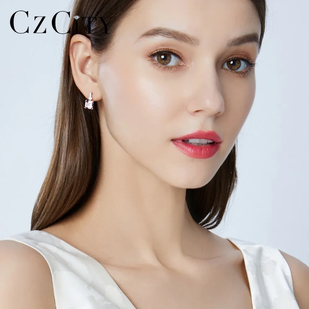 Tanie CZCITY nowy marka utworzono Nano dymu biały Morgan kamień nausznice dla kobiet luksusowe 925 srebrny nausznica prezenty