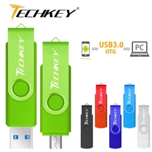 Новый TECHKEY OTG usb 3,0 64 Гб usb флеш-накопитель 3,0 32 ГБ флеш-накопитель 8 Гб 16 Гб memoria флеш-накопитель memoria Cel Флешка u диск Подарок для мобильного телефона