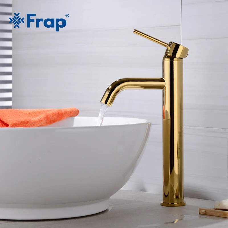 Frap роскошный золотой готовый латунный кран для ванной комнаты с одной ручкой холодной и горячей воды смеситель высокого бассейна кран Y10162