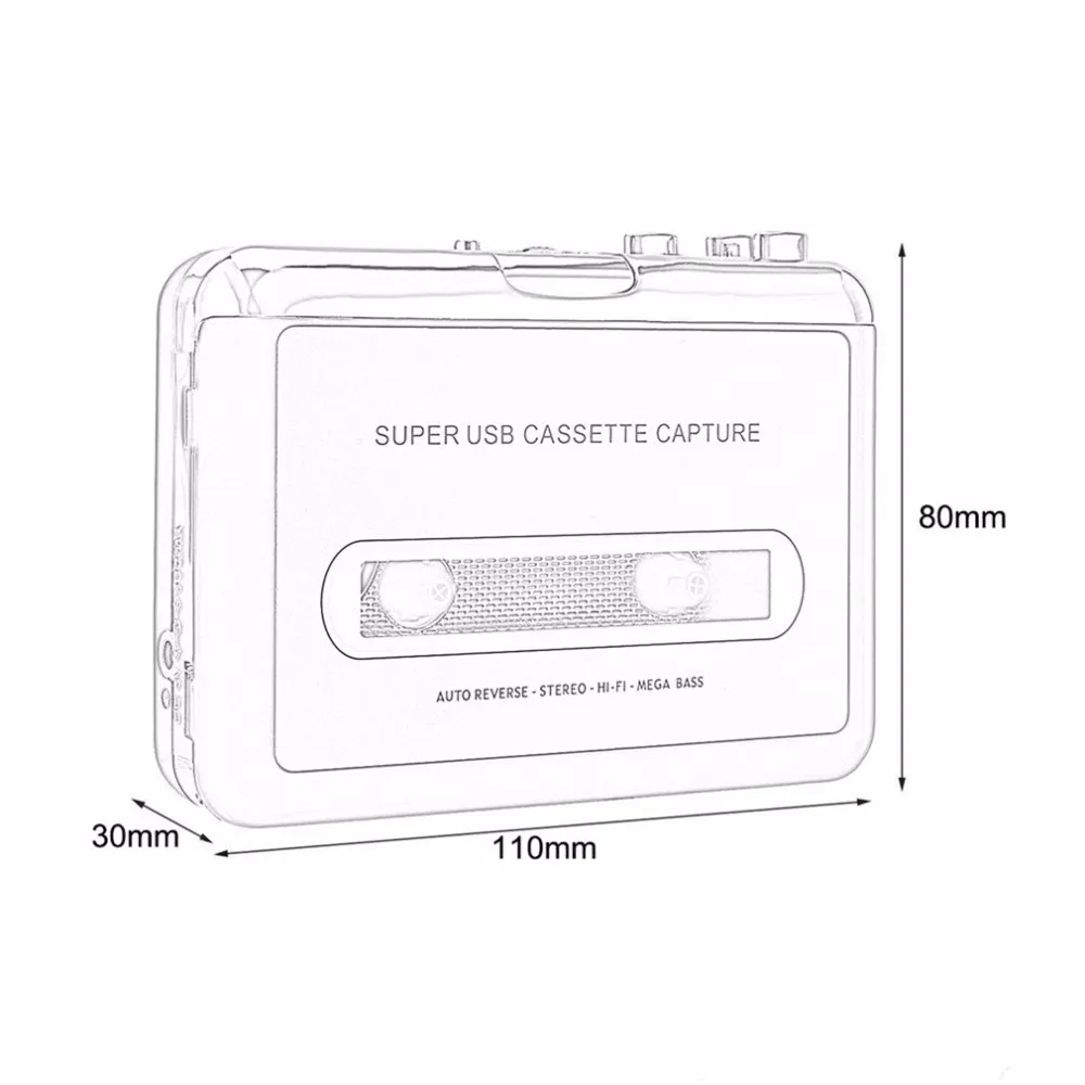 USB MP3 кассета Capture Walkman MP3 проигрыватель USB Магнитофон Захват Регистраторы конвертер аудио Music Player