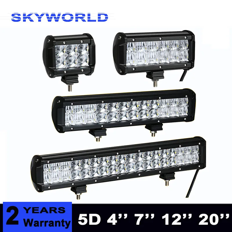 

4 7 12 20 inch 30W 60W 120W 210W 5D LED Work Light Bar for Tractor Boat OffRoad 4WD 4x4 Truck SUV ATV 12V 24v