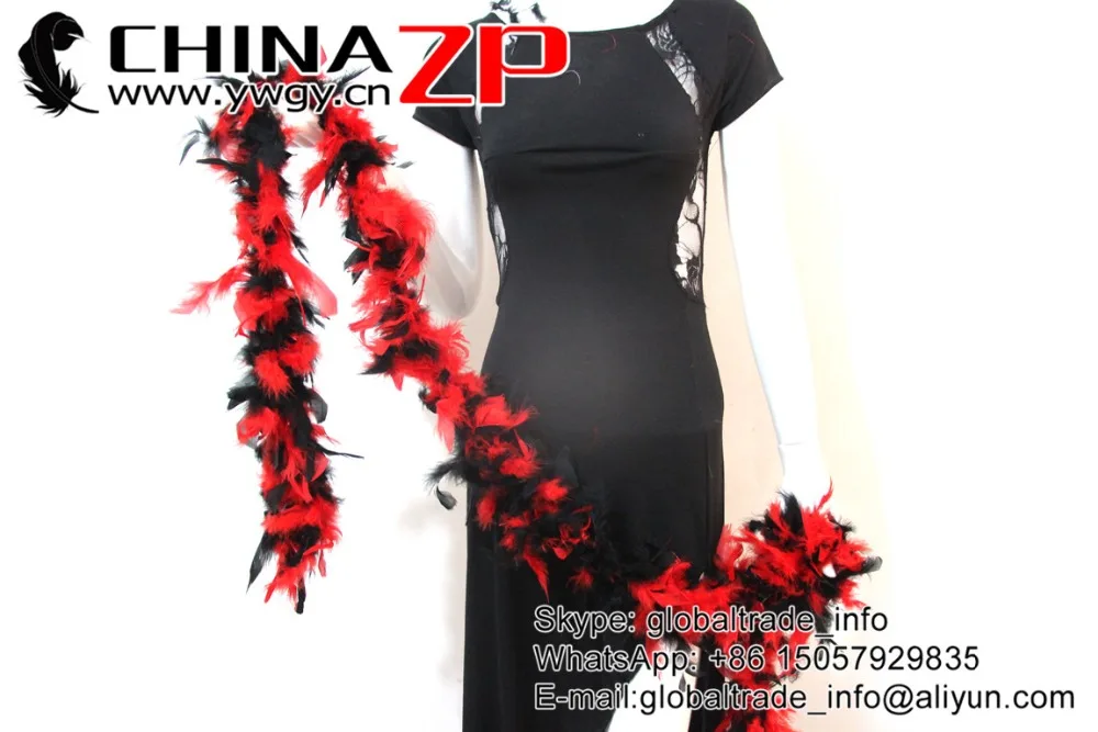 CHINAZP завод 2 ярдов/партия 40 г высокое качество окрашенные черный и красный двухцветные турецкие перья боа Chandelle