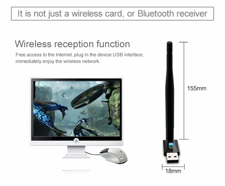 2 в 1 Bluetooth Wifi приемник беспроводной USB Wifi адаптер 150 Мбит/с нано компьютерная сетевая карта поддерживает Windows 7/8/8,1/10/XP/Vista