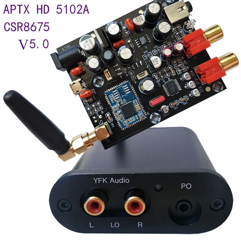 CSR8675 Bluetooth 5,0 аудио приемник декодирование PCM5102A 3,5 RCA DAC AUX вход с антенной Чехол Поддержка APTX HD 24 бит A6-003