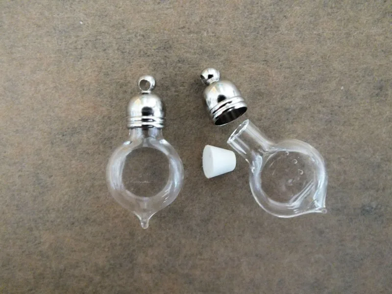 Love Heart Glass Vial Pendant Rice Name Art Wishing Glass Bottle