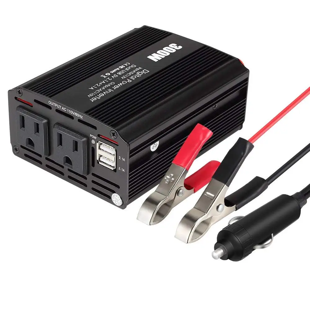 300W Car Power Inverter DC 12V to 110V AC Car Converter