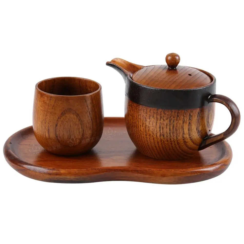 2PCS/Pack Natural Lacquer Environmental Friendly Wooden Tea Set A Pair