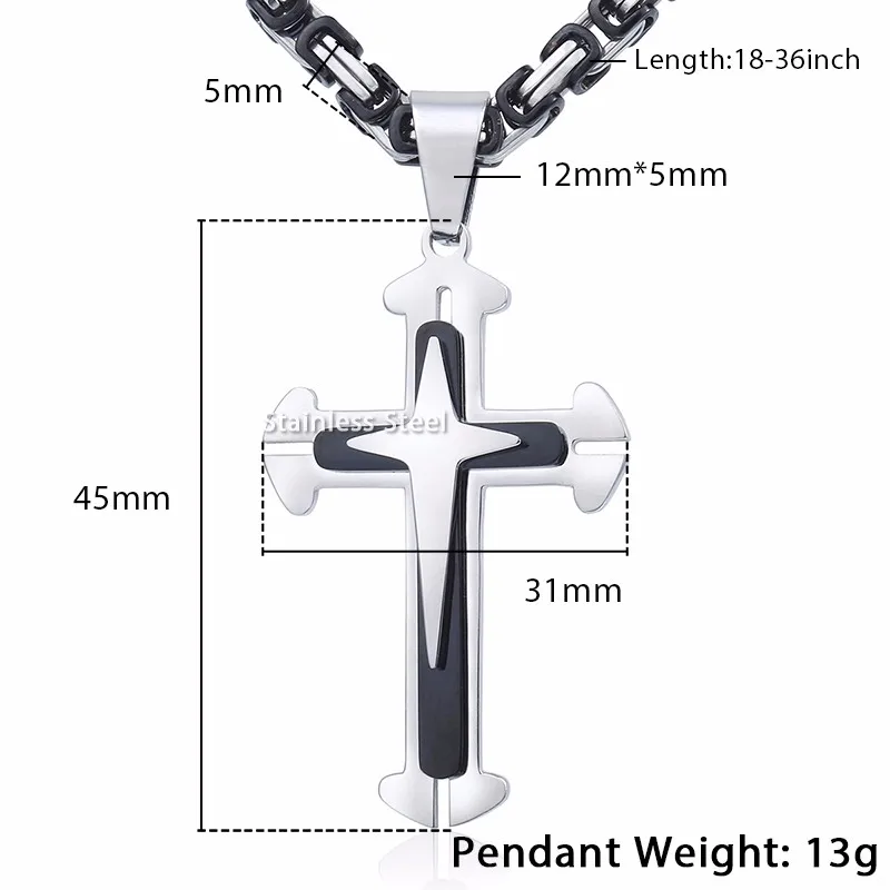 Кулон в форме Креста на Цепочки и ожерелья s для Для мужчин Нержавеющая сталь 3 Слои ботинки В рыцарском стиле на шнуровке и Для мужчин s Цепочки и Ожерелья Цепочка Золото Серебро Черный DDLKP179
