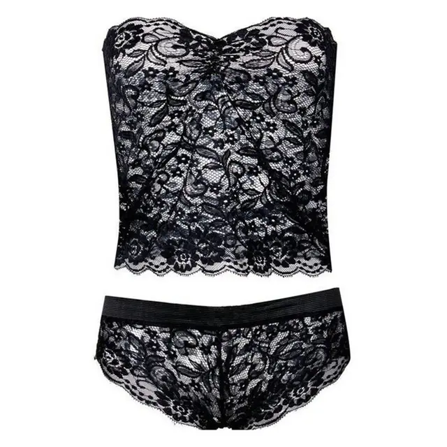 Womens Sexy Corset Lace Push Up Vest Top Girl Bra + Pants Set Underwear ...