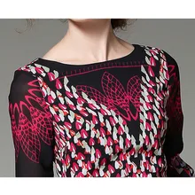 LUKAXSIKAX Fashion 2017 New Women Spring Summer Dress Retro Print Runway Mermaid Dress Elegant Chiffon Midi Party Dresses