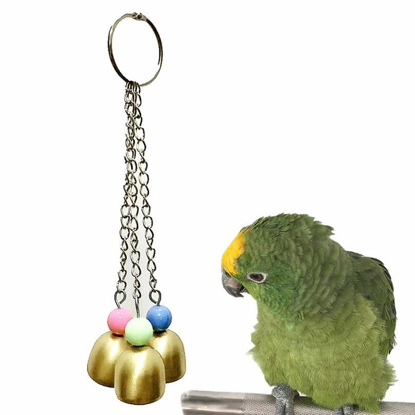  Pet Bird perches Hanging Swing Toy Bird Cage Pendant Chew Toy Colorful Bridge With Bell Bird Accessories #4m22 (3)