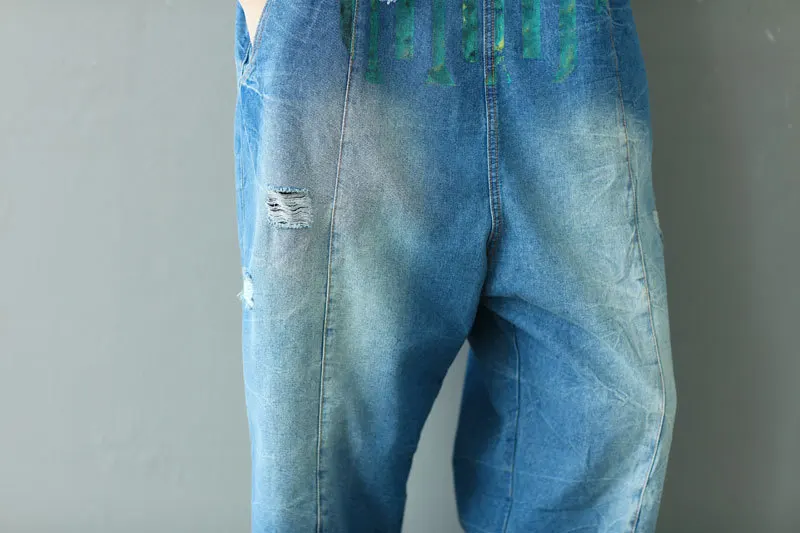 Женские комбинезоны и комбинезоны размера плюс,, Модные осенние зимние джинсовые комбинезоны для женщин, с принтом, с карманами, прямые, уличные