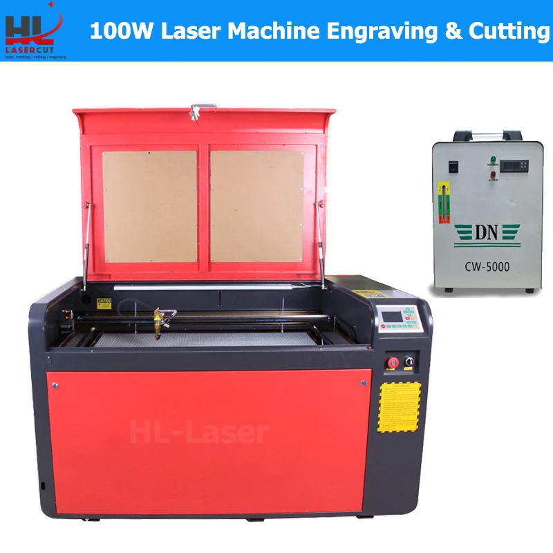 

No Tax For EU/US RECI 100W 1060L CO2 Laser Cutting Machine Acrylic Glass Leather MDF Polywood Engraving CW5000 80F Rotation Axis