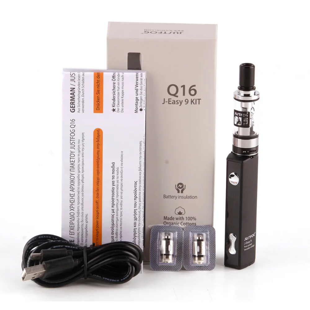 Original Justfog Q16 Starter Kit 900mah Battery Mod & 2ml Elektronik Sigara Clearomizer Tank & 5pcs Q16 Coil Vape pen Vapor Kit