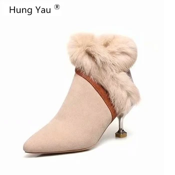 

Hung Yau Women Boots Platform Shoes Women Martin Boots Fine High Heels Zip Ankle Boots For Women Black Shoes Plus Size 35-39