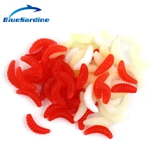 BlueSardine 60PCS Soft Baits Fishing Lure Worm Red White Artifical Swim Baits Fishing Tackle 0.4G 1CM