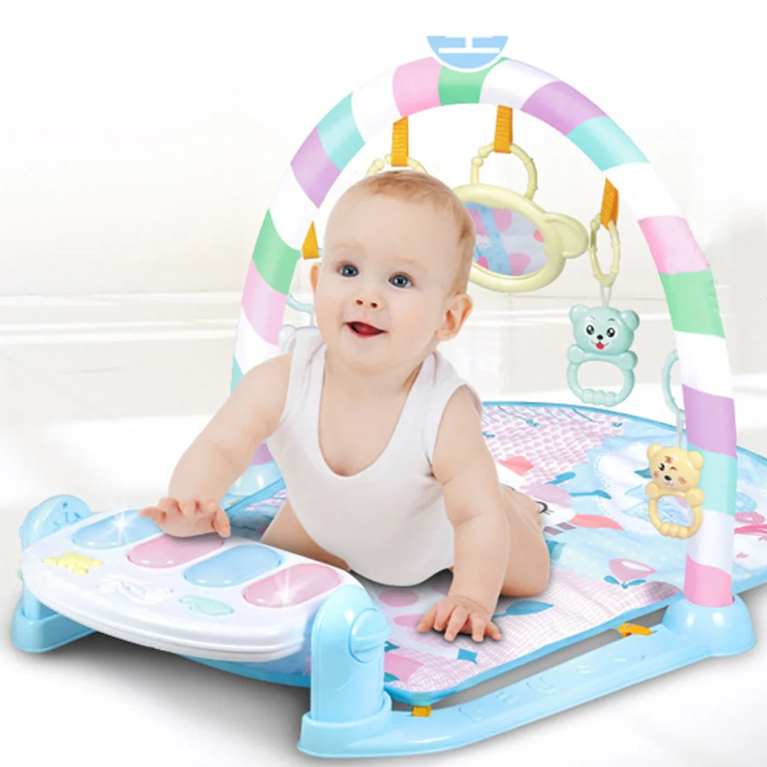 

Newborn Baby Musical Toy Multi-function Pedal Piano Crawling Blanket Fitness Frame English Version for Early Education