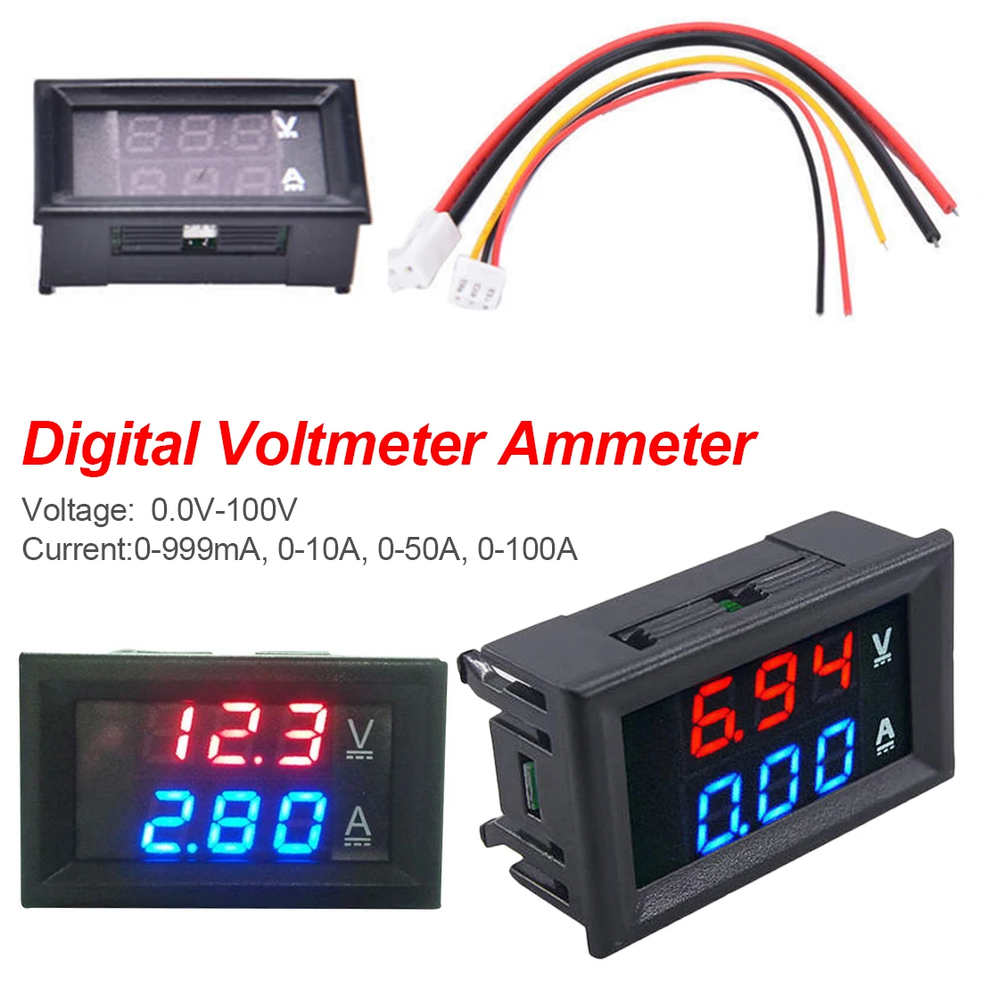 

0.56" Blue Red Dual LED DC dual display DC 100V 10A Digital Voltmeter Ammeter Panel 2 in 1 Voltage Current Meter