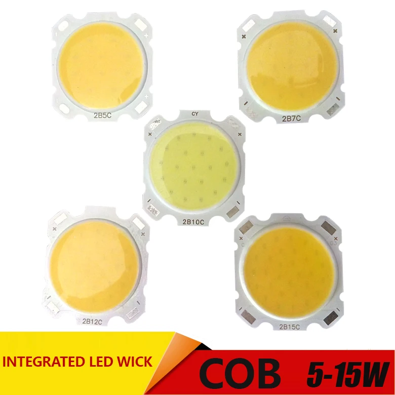 High Power Epistar COB LED Chip 5W 7W 10W 12W 15W DC 15V-46V Integrated SMD For Floodlight Spotlight Warm White /White 280-300