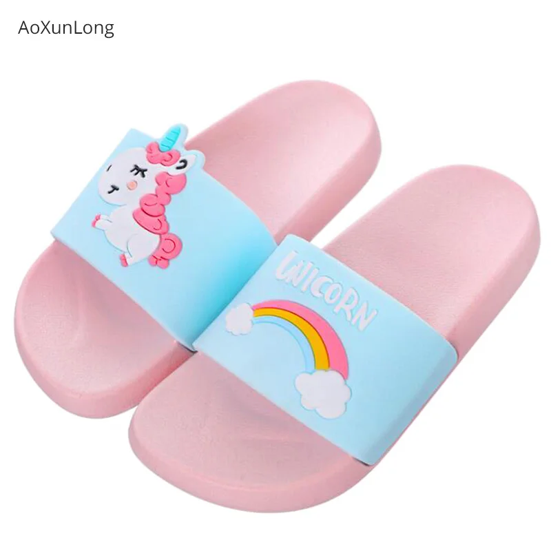 

AoXunLong Women Summer Unicorn Slippers Fashion Rainbow Outdoor Beach Slides Women Indoor Non-Slip Home Slippers EU 35-40 Size