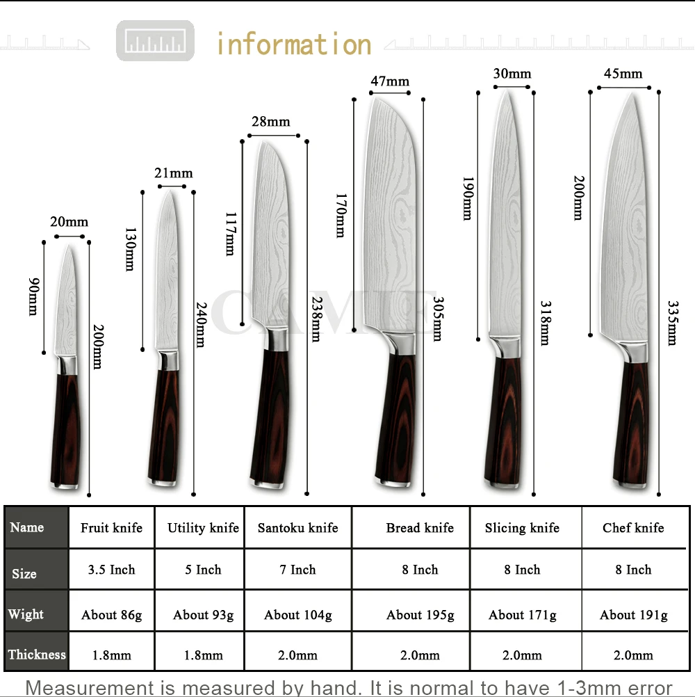 Нож из нержавеющей стали дамасский нож для нарезки овощей фруктов Santoku шеф повар
